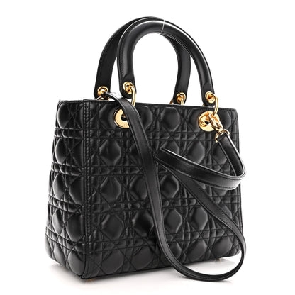 Christian Dior Lambskin Cannage Medium Lady Dior Black 3 of 11