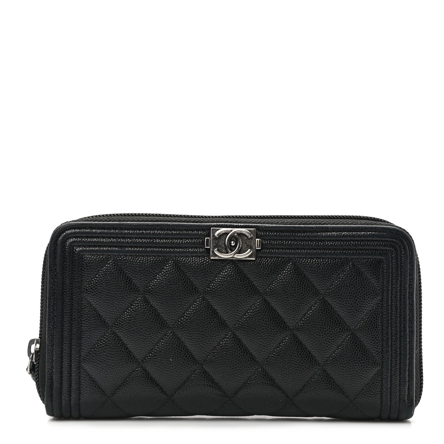 Chanel Caviar Quilted Boy Long Zip Around Wallet Black 1 of 9