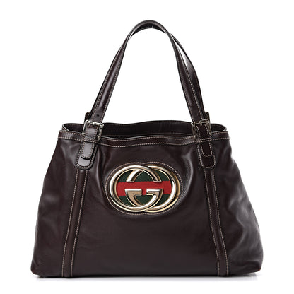 Gucci Calfskin Medium Britt Tote Brown 1 of 13