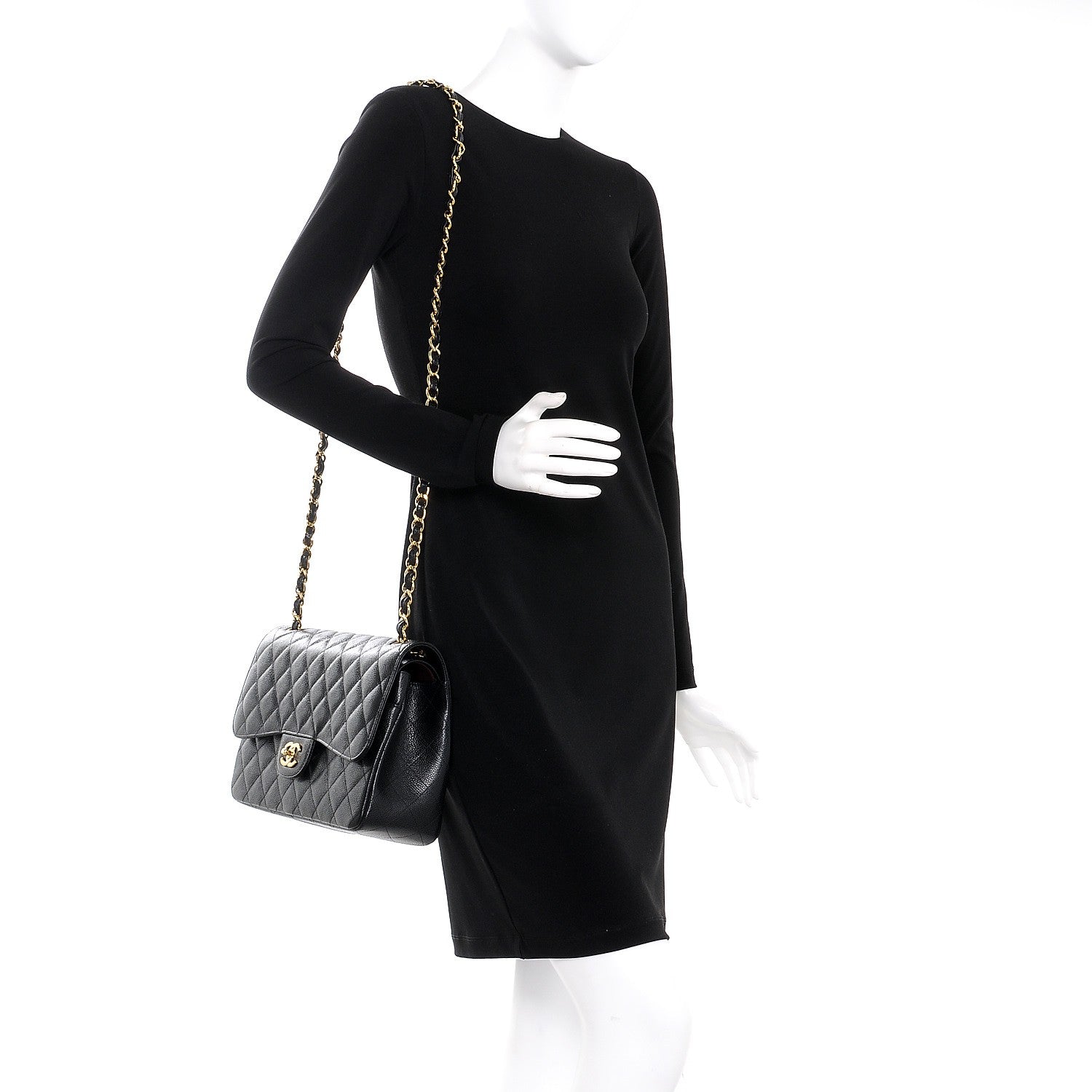 Chanel Caviar Quilted Jumbo Double Flap Black 2 of 9