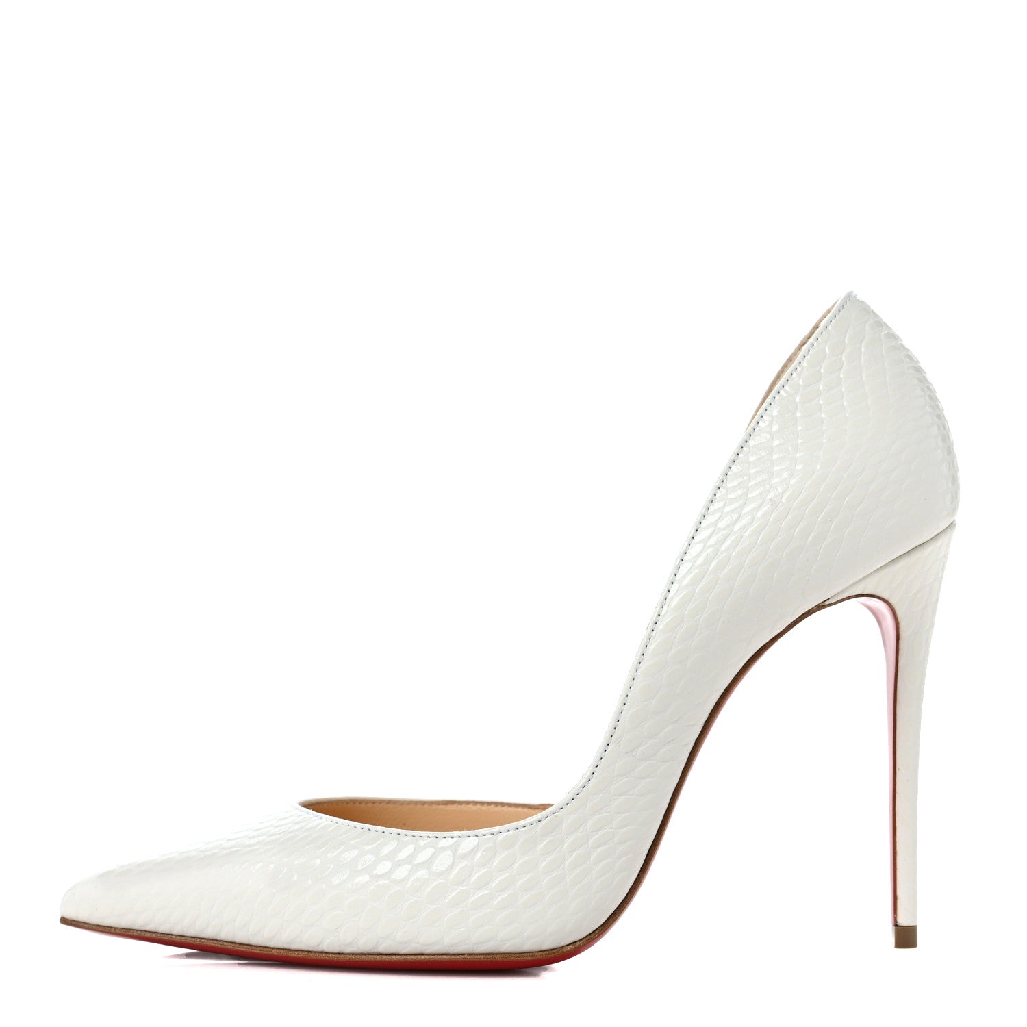 Christian Louboutin Snakeskin Embossed Iriza 100 Pumps 37.5 White 1 of 8
