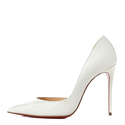 Christian Louboutin Snakeskin Embossed Iriza 100 Pumps 37.5 White 1 of 8