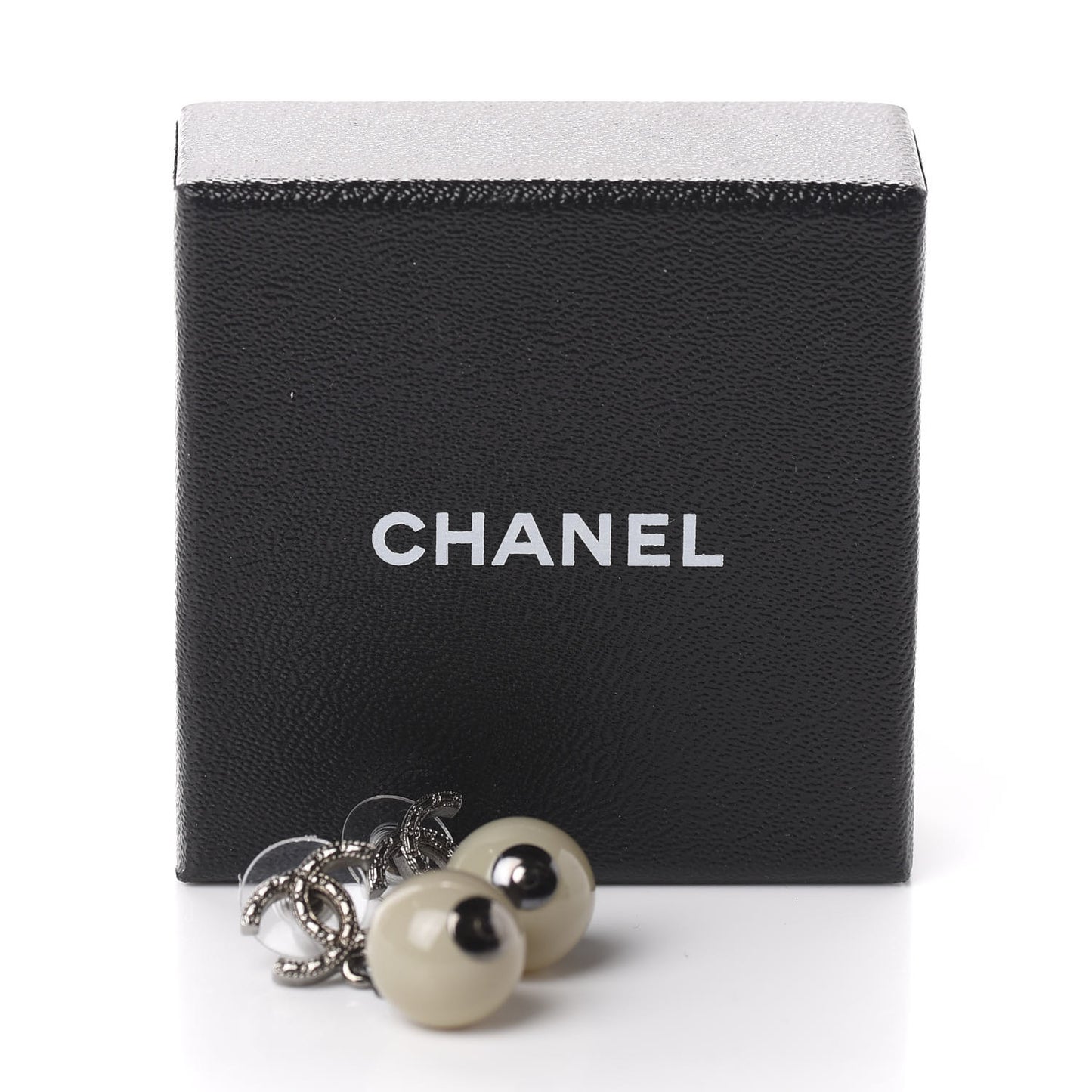 Ruthenium CC Bead Drop Earrings