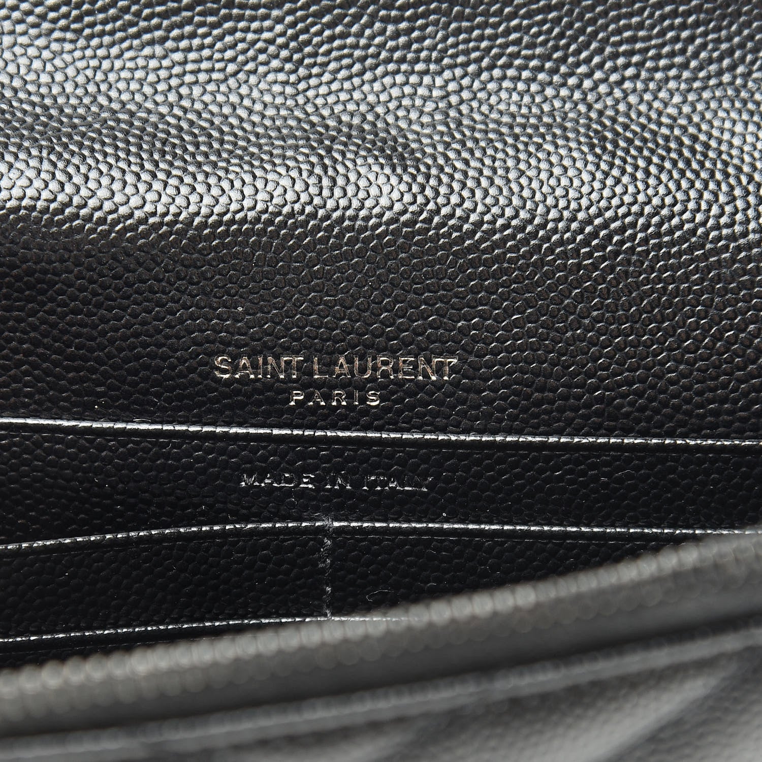 Saint Laurent Grain De Poudre Matelasse Chevron Monogram Envelope Chain Wallet Black 6 of 13