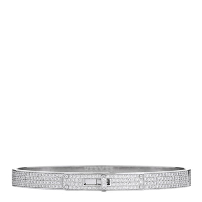 Hermes 18K White Gold Diamond PM Kelly Full Pave Bracelet SH 1 of 4