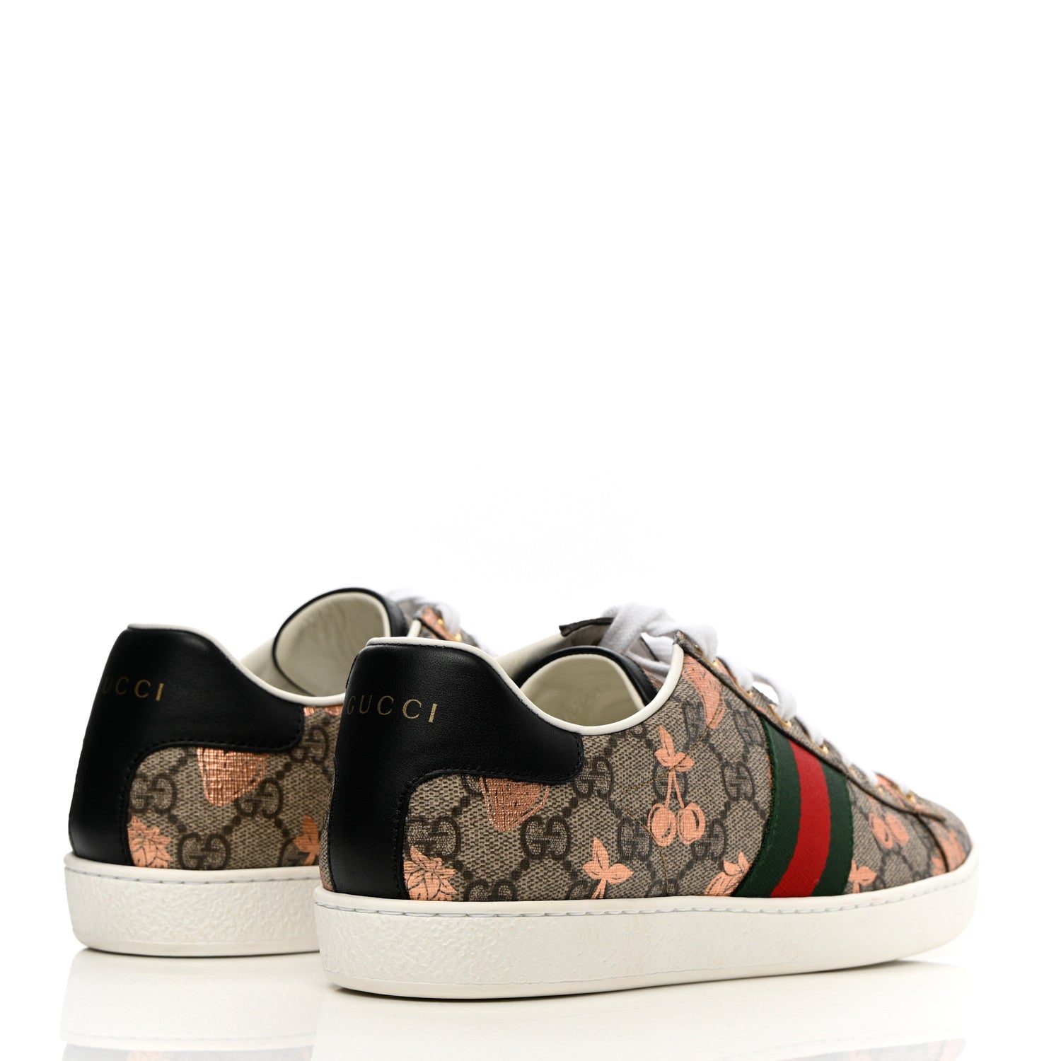 Gucci GG Supreme Monogram Berry Web Womens Ace Sneakers 39.5 Beige Light Copper Black 4 of 14