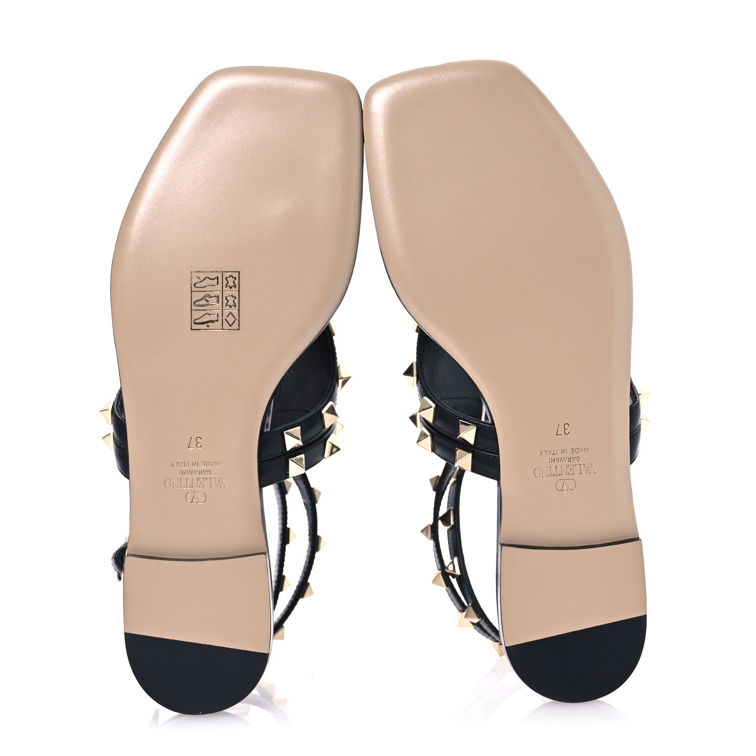 Valentino Garavani Calfskin Rockstud Ankle Wrap Flat Thong Sandals 37 Black 7 of 10