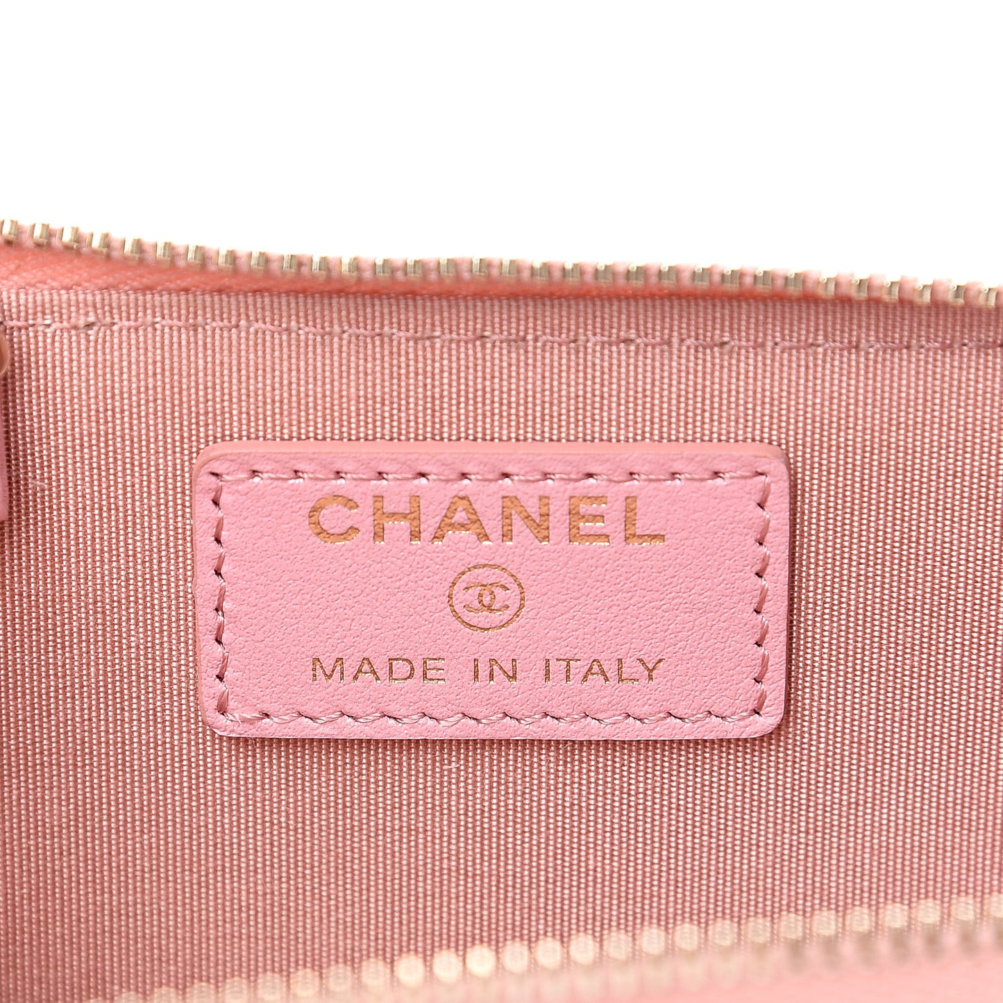 Iridescent Caviar Quilted Zipped Key Holder Case Rose Pink