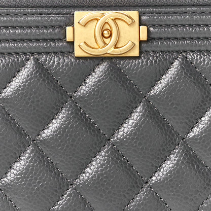 Chanel Caviar Quilted Boy Zip Phone Holder With Chain Grey 8 of 11
