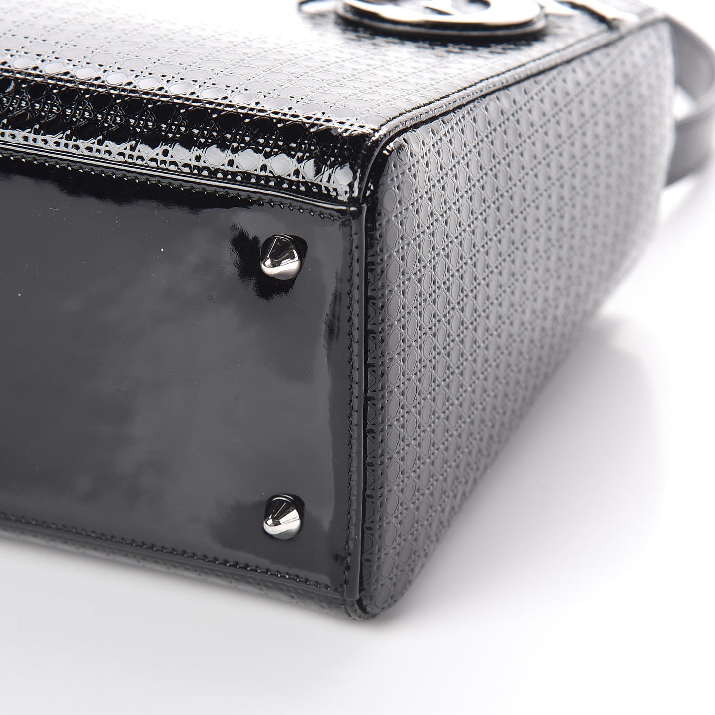 Patent Micro-Cannage Medium Lady Dior Black