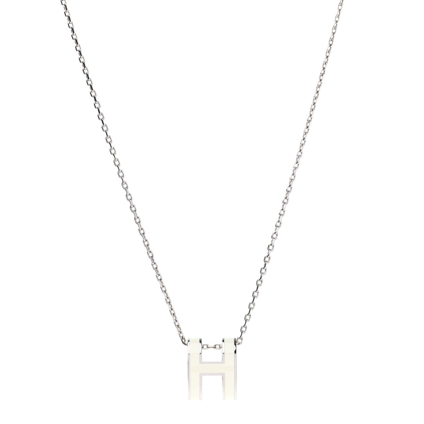 Lacquered Palladium Pop H Pendant Necklace White