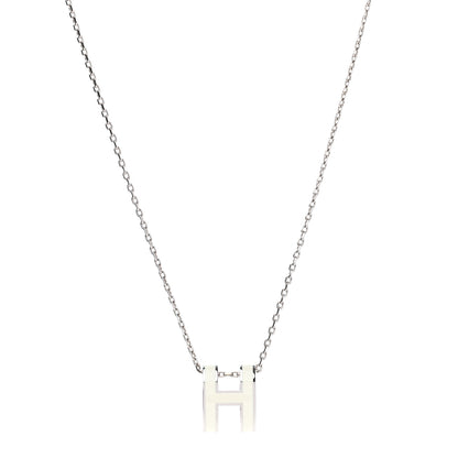 Hermes Lacquered Palladium Pop H Pendant Necklace White 1 of 7