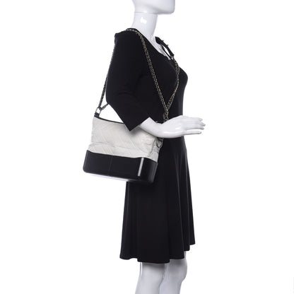 Chanel Aged Calfskin Quilted Medium Gabrielle Hobo Black White 2 of 10