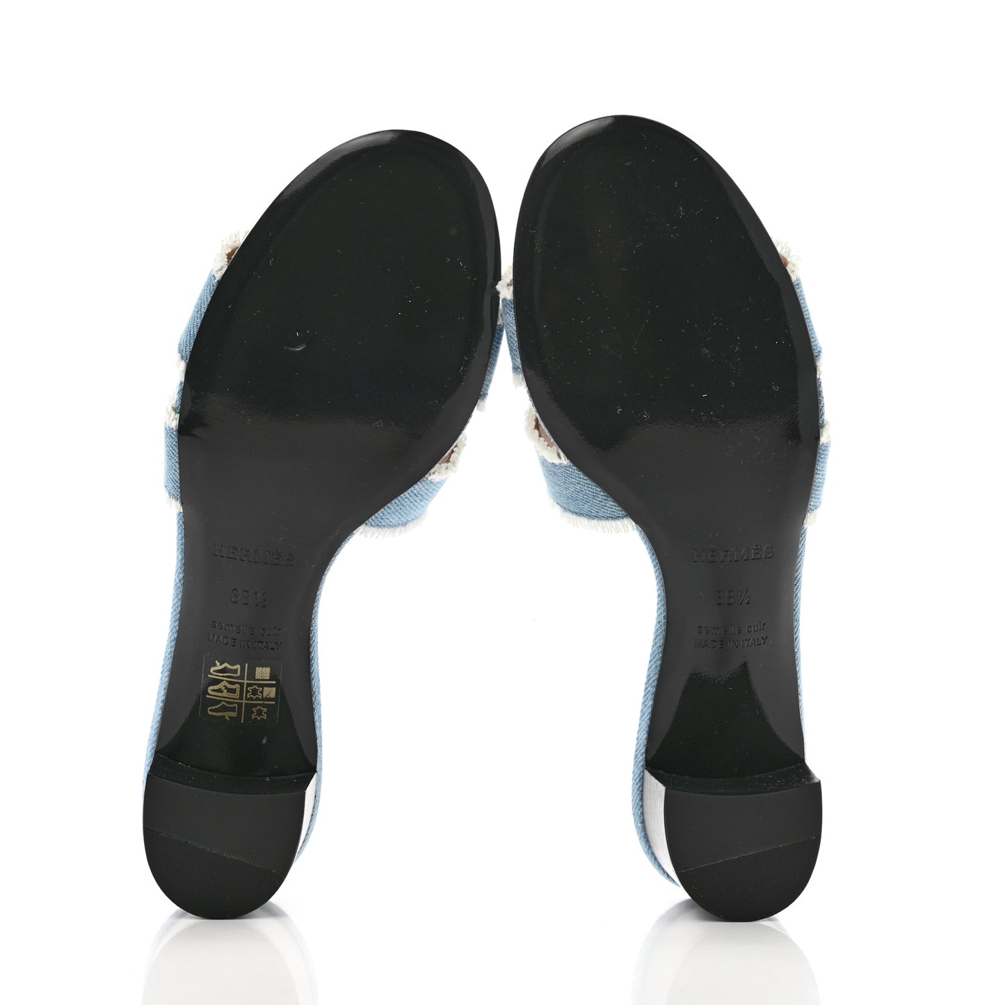 Denim Fringe Oasis Sandals 38.5 Bleu Clair