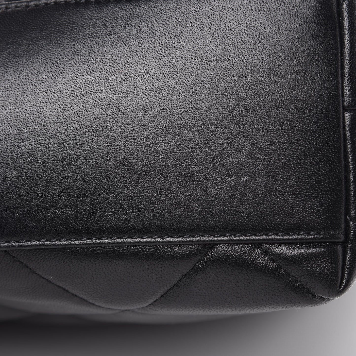 Lambskin Quilted Drawstring Shopping Bag Black