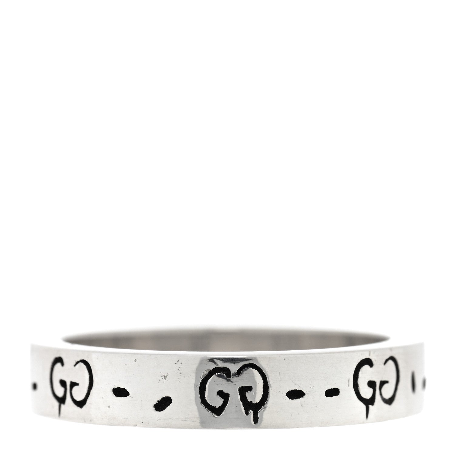 Gucci Sterling Silver Narrow GucciGhost Hamlet Skull Ring 55 7.25 3 of 5