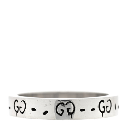 Gucci Sterling Silver Narrow GucciGhost Hamlet Skull Ring 55 7.25 3 of 5