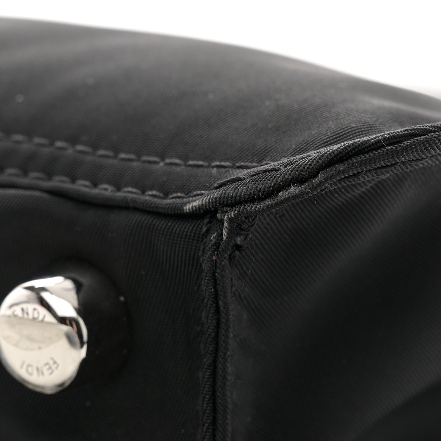 Nylon Vitello Cover Logo Embossed Mini Peekaboo I SEE U Satchel Black White