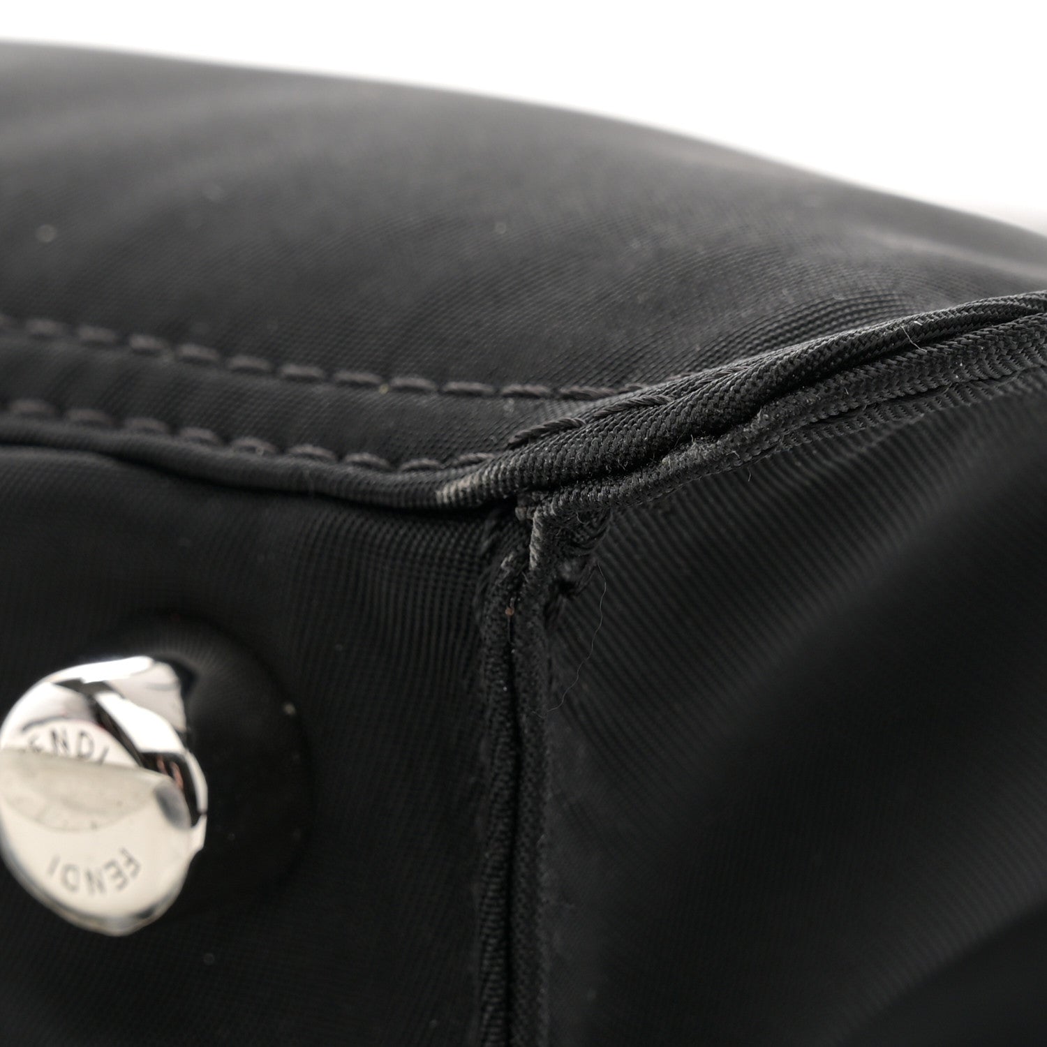 Fendi Nylon Vitello Cover Logo Embossed Mini Peekaboo I SEE U Satchel Black White 11 of 11