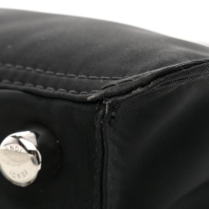 Fendi Nylon Vitello Cover Logo Embossed Mini Peekaboo I SEE U Satchel Black White 11 of 11