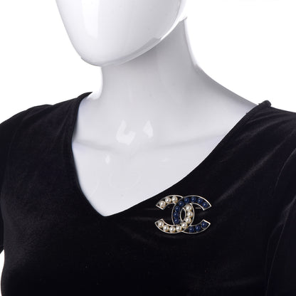 Chanel Pearl CC Brooch Blue Silver 2 of 4