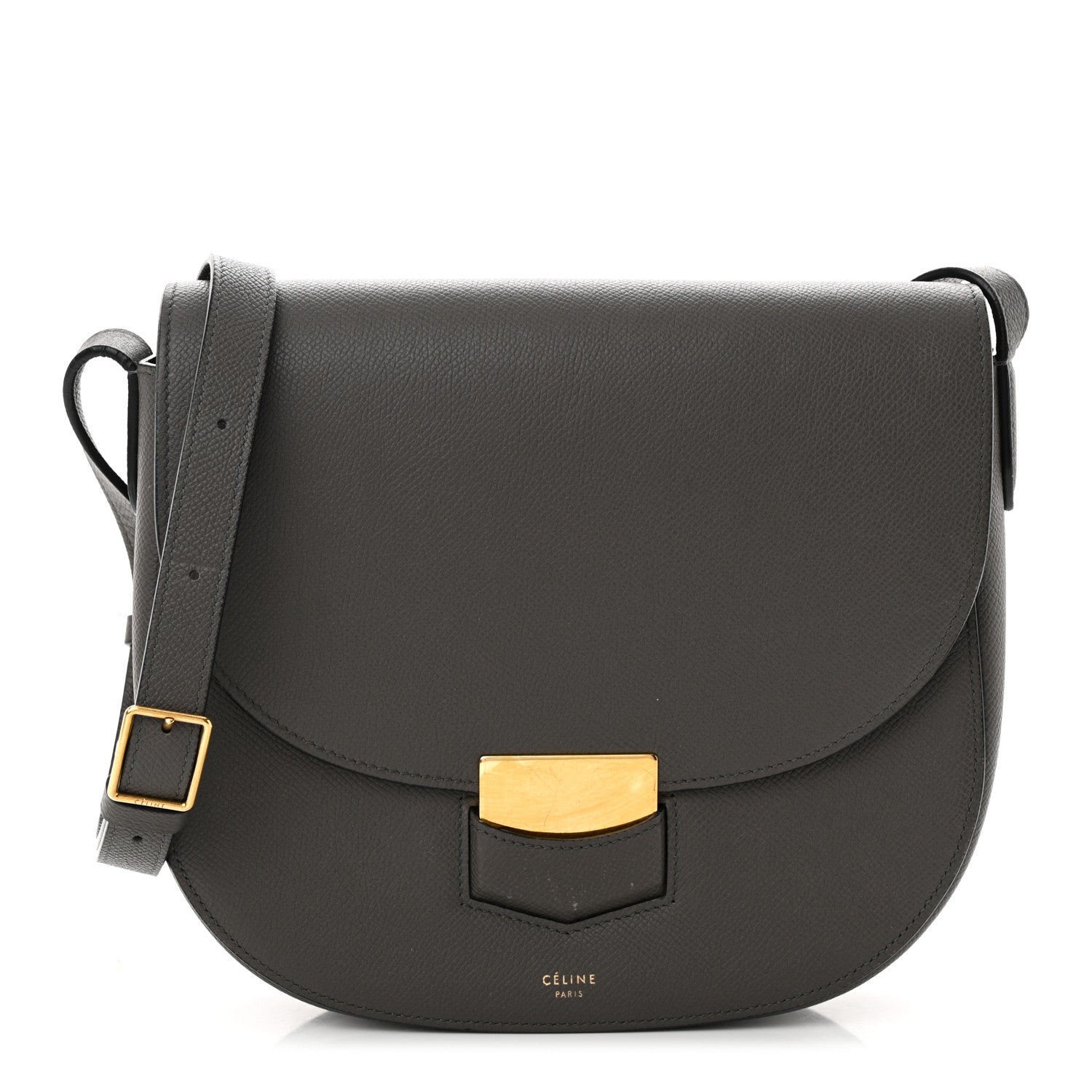 Celine Grained Calfskin Medium Trotteur Grey 1 of 15