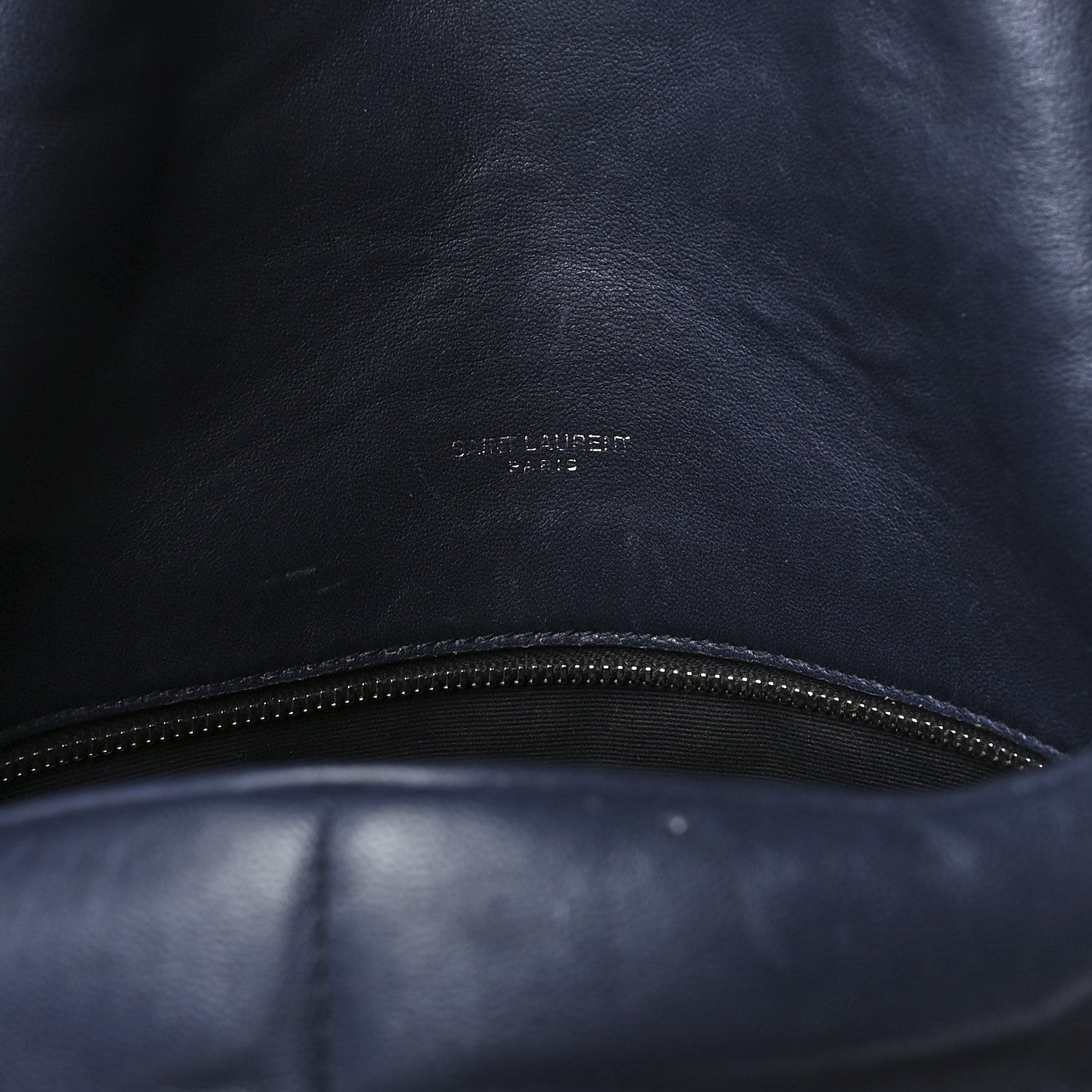 Saint Laurent Lambskin Quilted Medium Loulou Puffer Monogram Chain Satchel Navy 6 of 14
