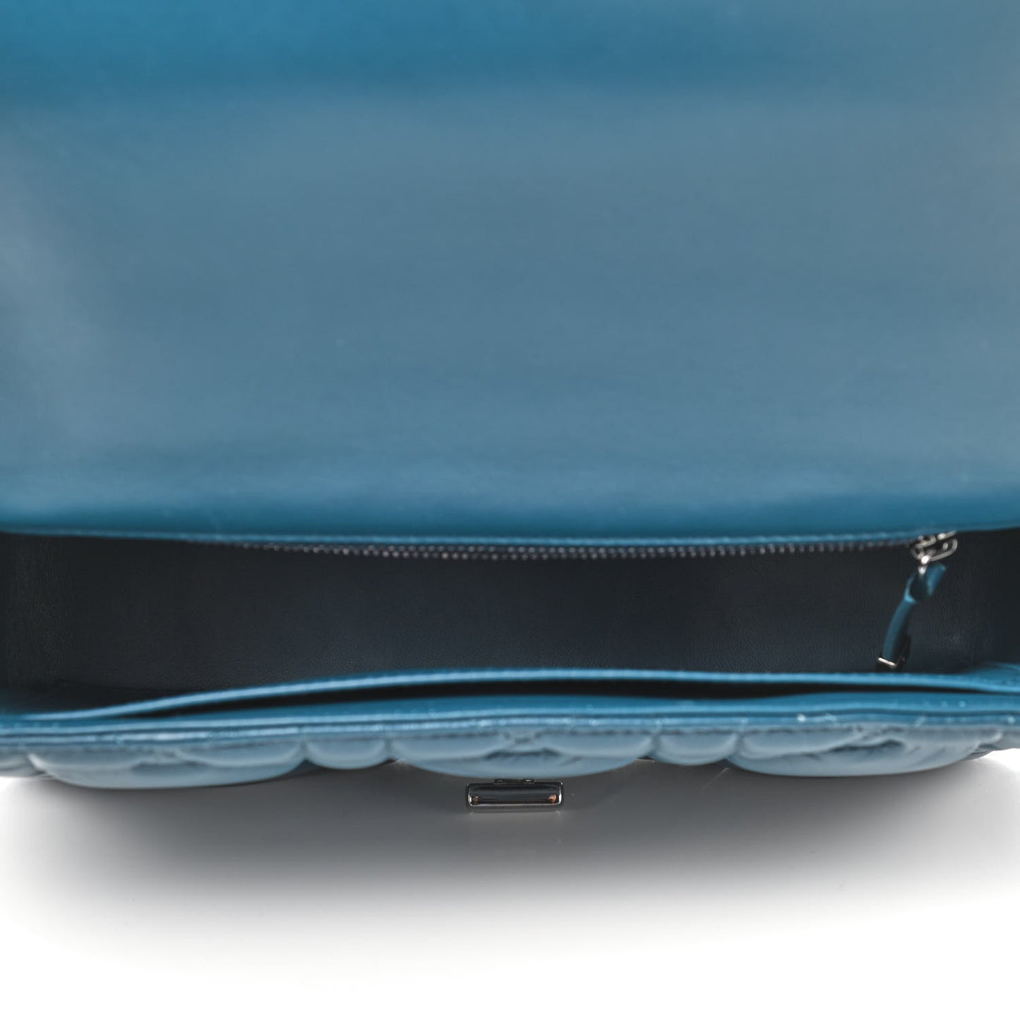 CHRISTIAN Calfskin Macrocannage Medium Caro Bag Steel Blue