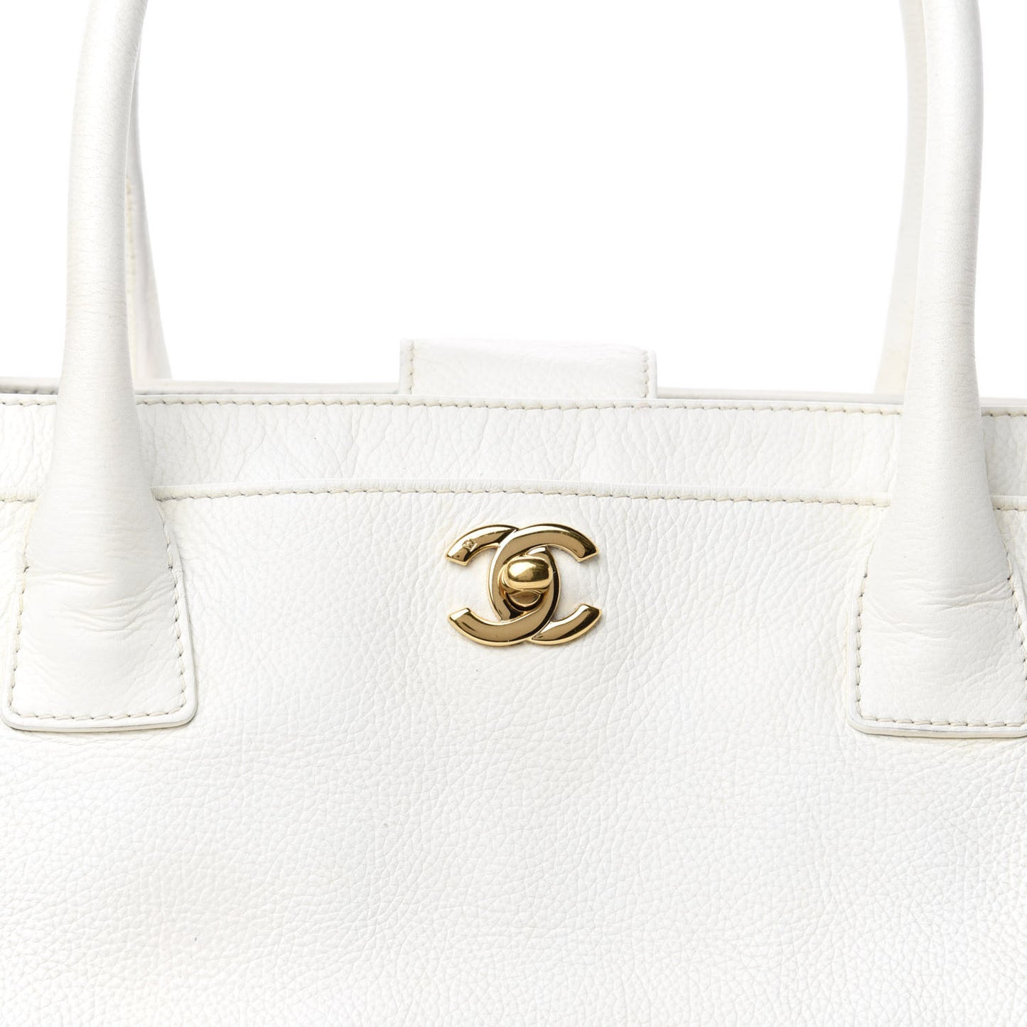 Calfskin Cerf Executive Shopper Tote White