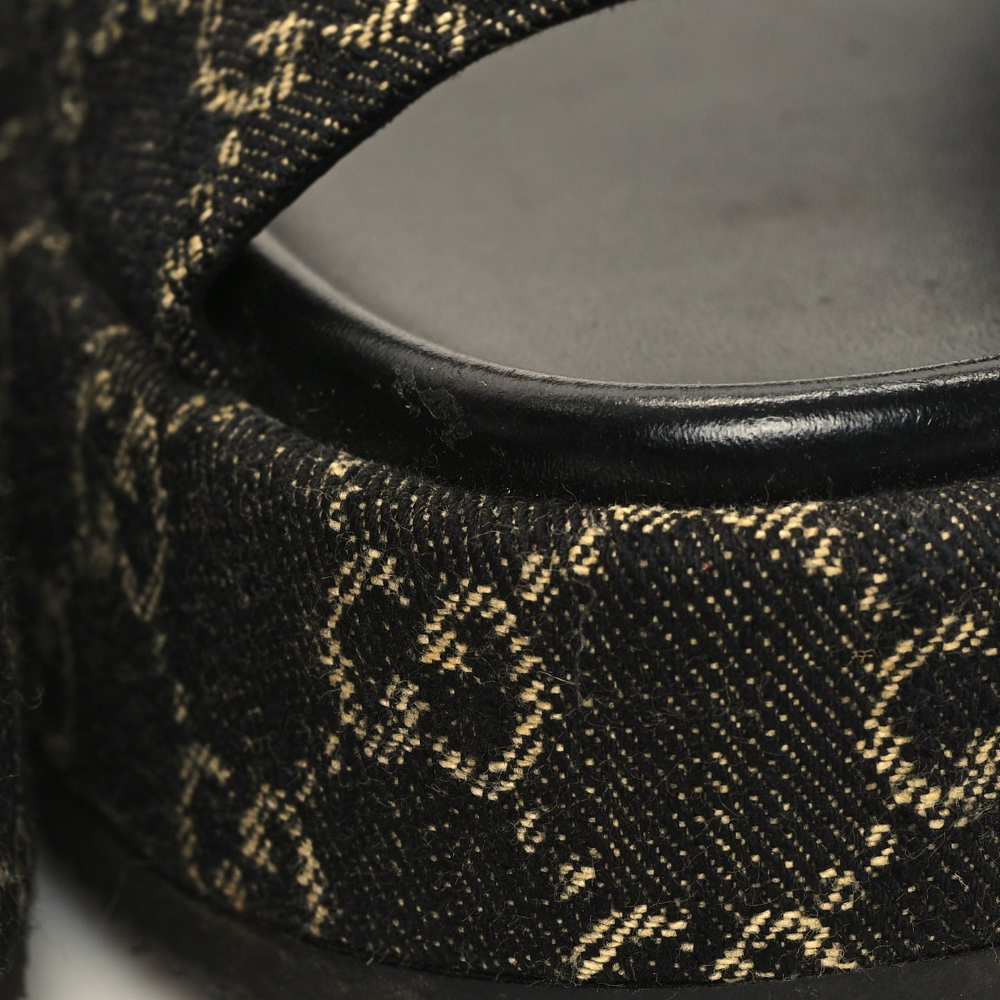 Jacquard Black Denim GG Monogram Angelina Platform 55mm Slide Sandals 40 Black Ivory