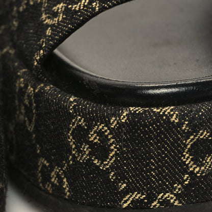 Gucci Jacquard Black Denim GG Monogram Angelina Platform 55mm Slide Sandals 40 Black Ivory 9 of 9