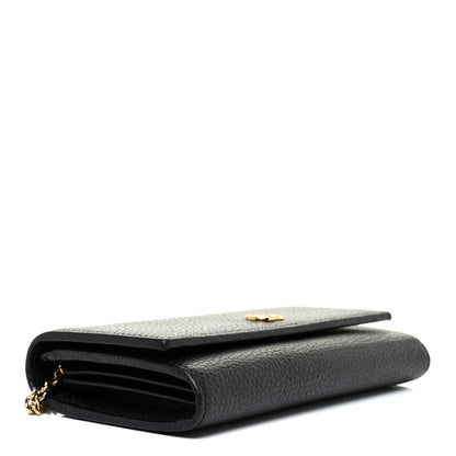 Gucci Calfskin Petite GG Marmont Wallet Chain Bag Black 4 of 13