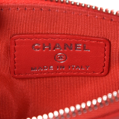 Chanel Lambskin Chevron Quilted Studded Small Cosmetic Case Red 10 of 12