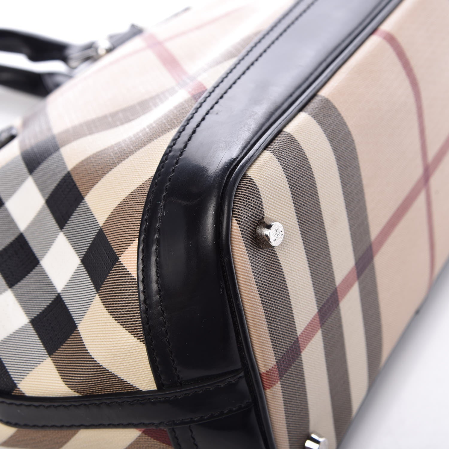 Burberry Patent Supernova Check Tote Black 8 of 11