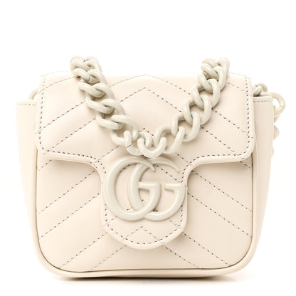 Gucci Calfskin Matelasse Monochrome GG Marmont Chain Belt Bag 95 Mystic White 1 of 11