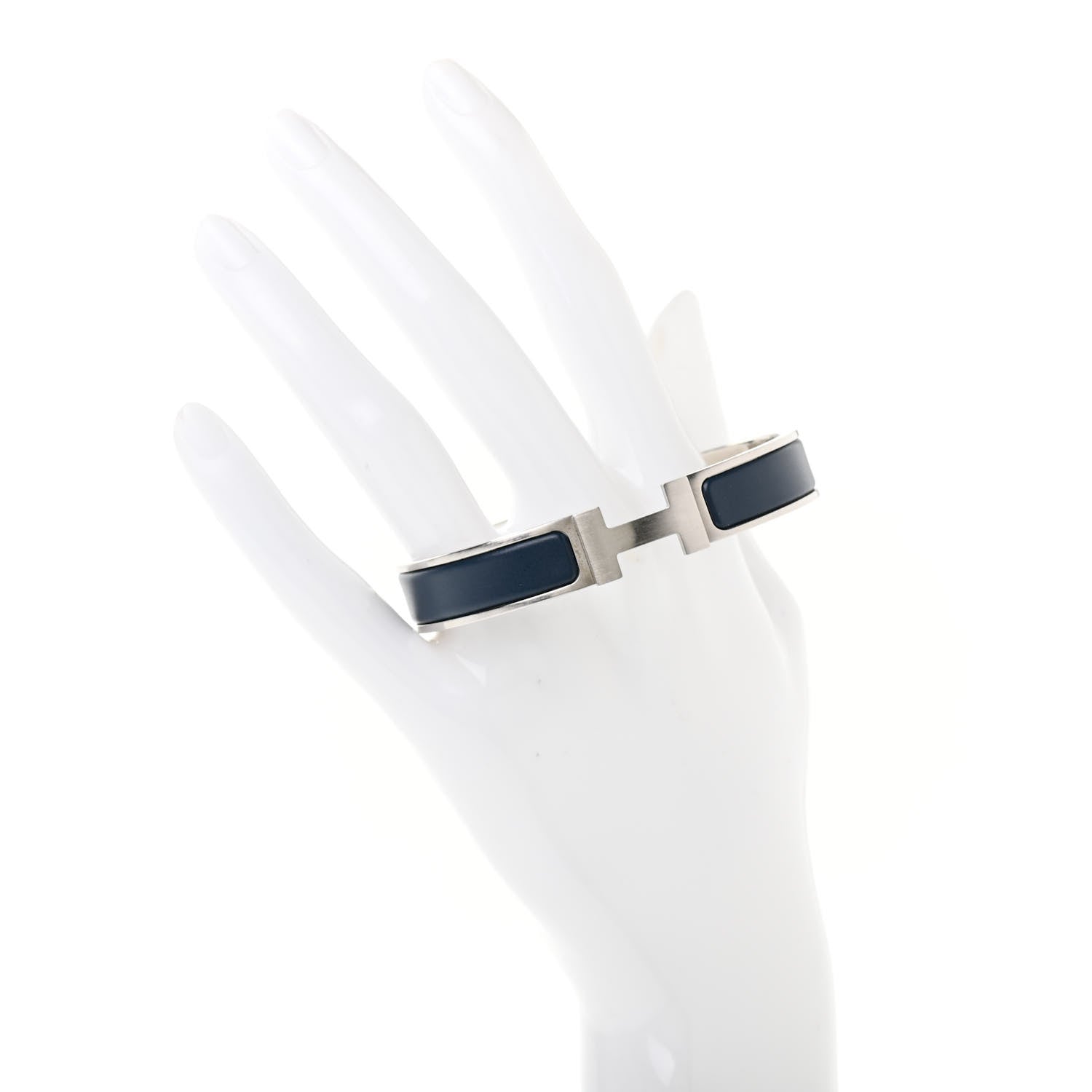 Hermes Matte Enamel Narrow Clic Clac HH Bracelet GM Bleu Nuit 2 of 6