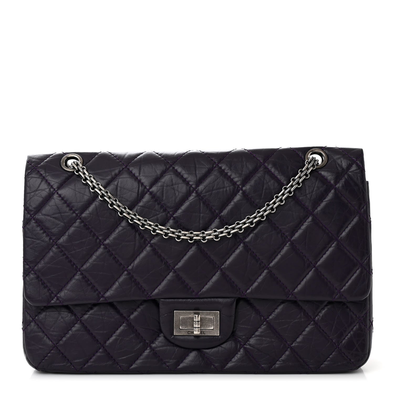 Chanel Aged Calfskin Quilted 2.55 Reissue 227 Flap Dark Purple 1 of 12