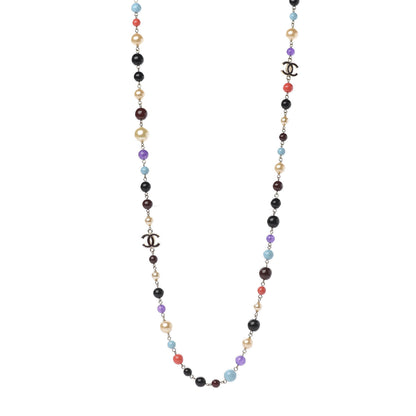 Chanel Pearl Beaded Enamel CC Long Necklace Gold Multicolor 1 of 5