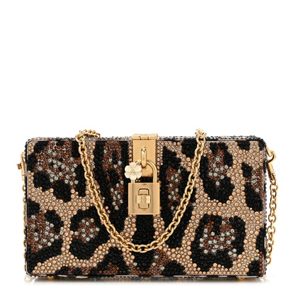 Dolce & Gabbana DOLCE GABBANA Satin Crystal Embellished Box Leopard 1 of 10