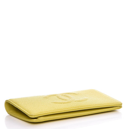 Chanel Caviar Timeless CC Yen Wallet Yellow 4 of 19