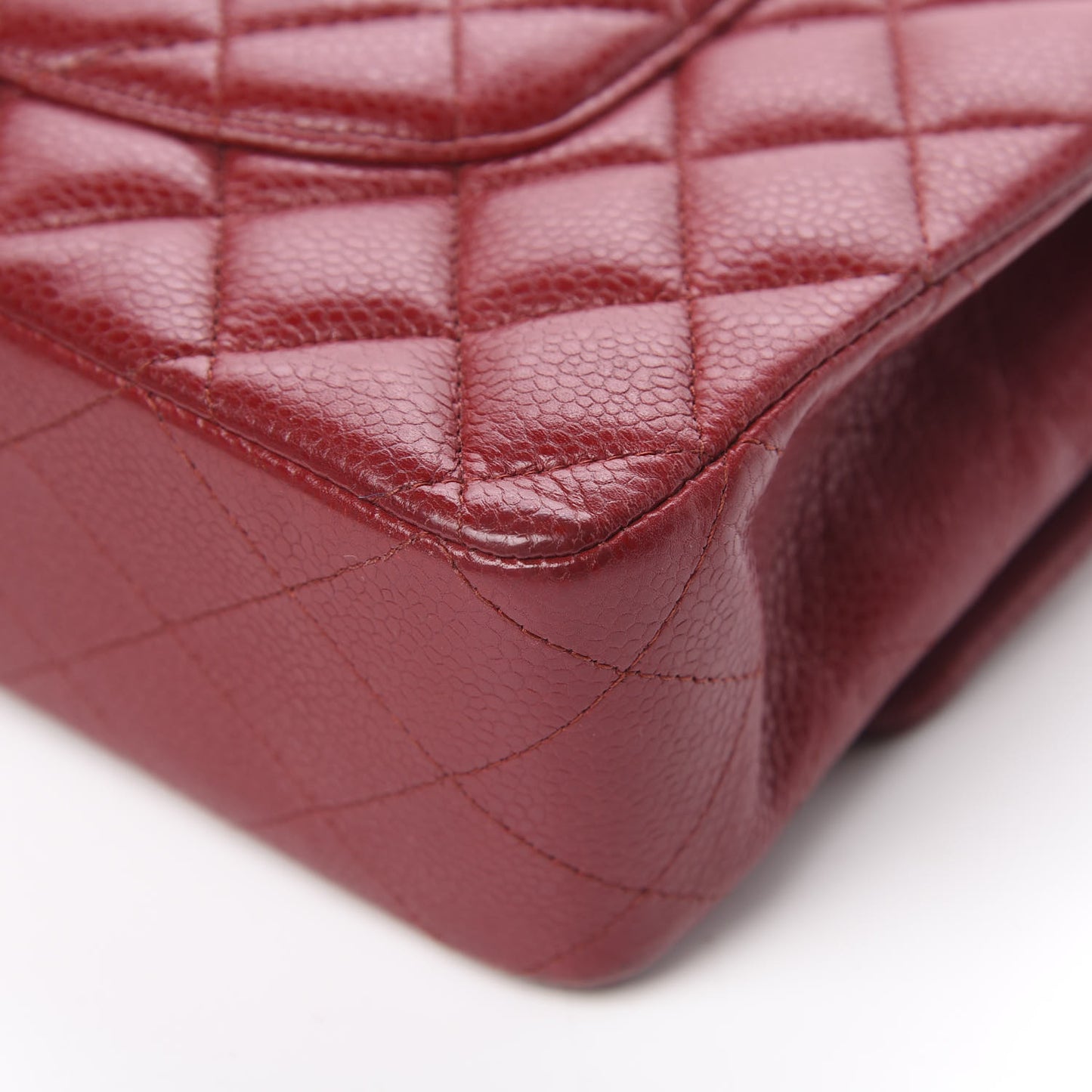 Caviar Quilted Medium Double Flap Red