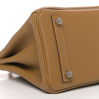Hermes Togo Verso Birkin 25 Bronze Dore Bleu Brume 7 of 9