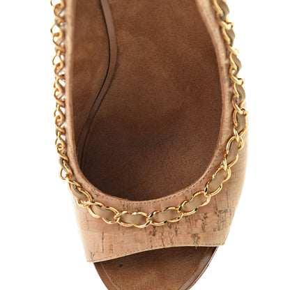Chanel Cork Chain CC Wedge Sandals 36.5 Beige Clair 9 of 11
