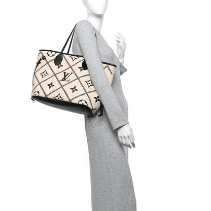 Louis Vuitton Empreinte Monogram Giant Broderies Neverfull MM Cream Black 2 of 12