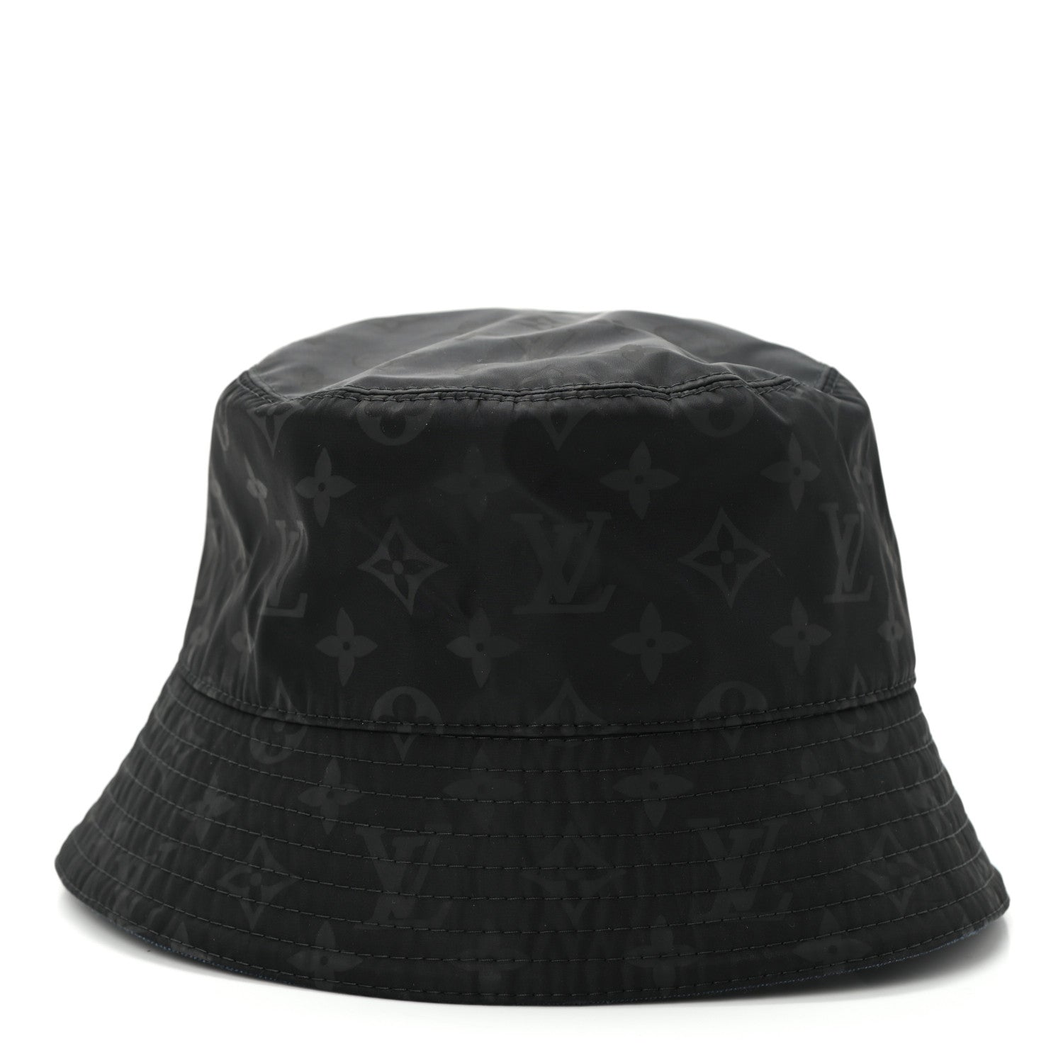 Louis Vuitton Nylon Wool Monogram Reversible MNG Rain Bucket Hat M Black Navy 7 of 16