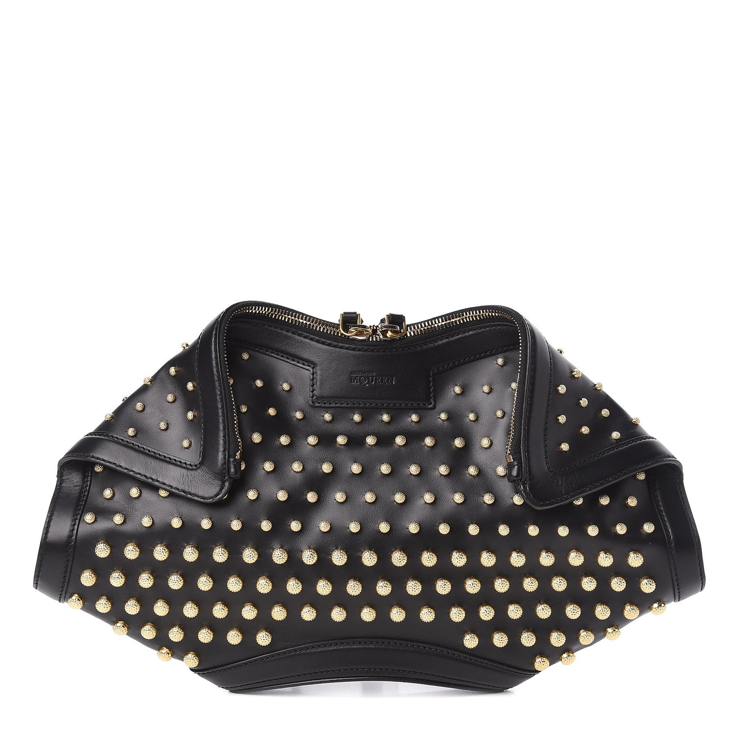 Calfskin Studded De Manta Clutch Black