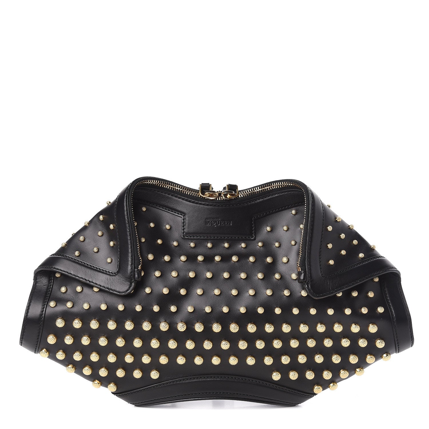 Alexander McQueen Calfskin Studded De Manta Clutch Black 1 of 10