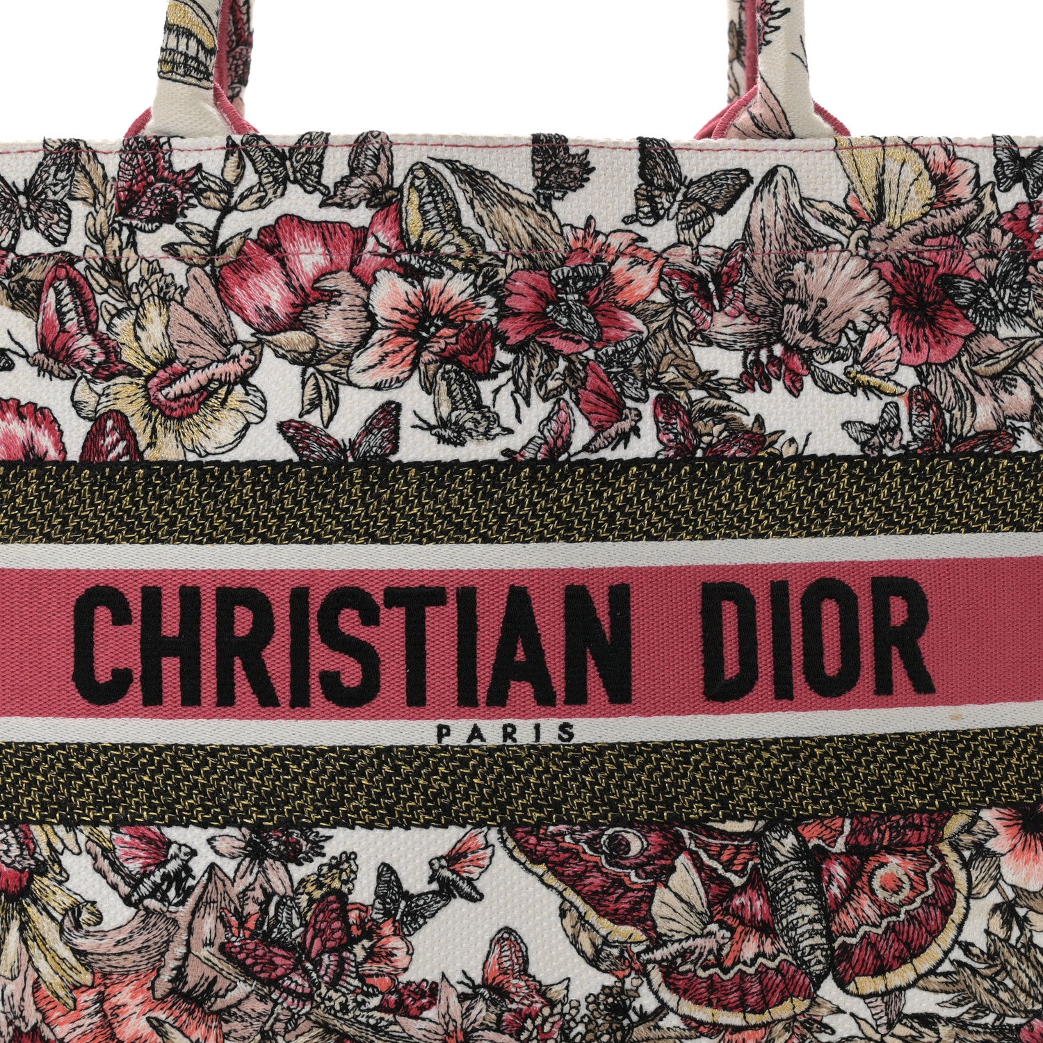 Christian Dior Canvas Embroidered Medium Butterfly Print Book Tote Multicolor 8 of 14