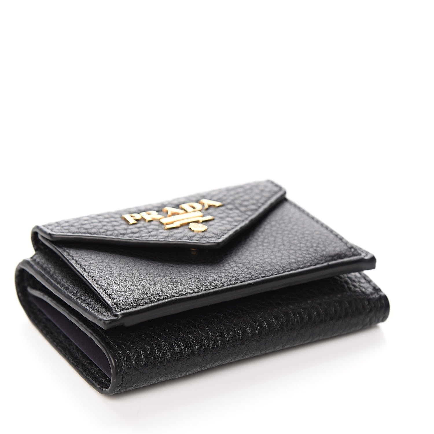Prada Vitello Grain Small Tri-Fold Wallet Black 4 of 8