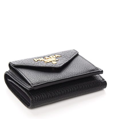 Prada Vitello Grain Small Tri-Fold Wallet Black 4 of 8